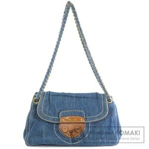 Prada Denim Chain Shoulder Bag blue